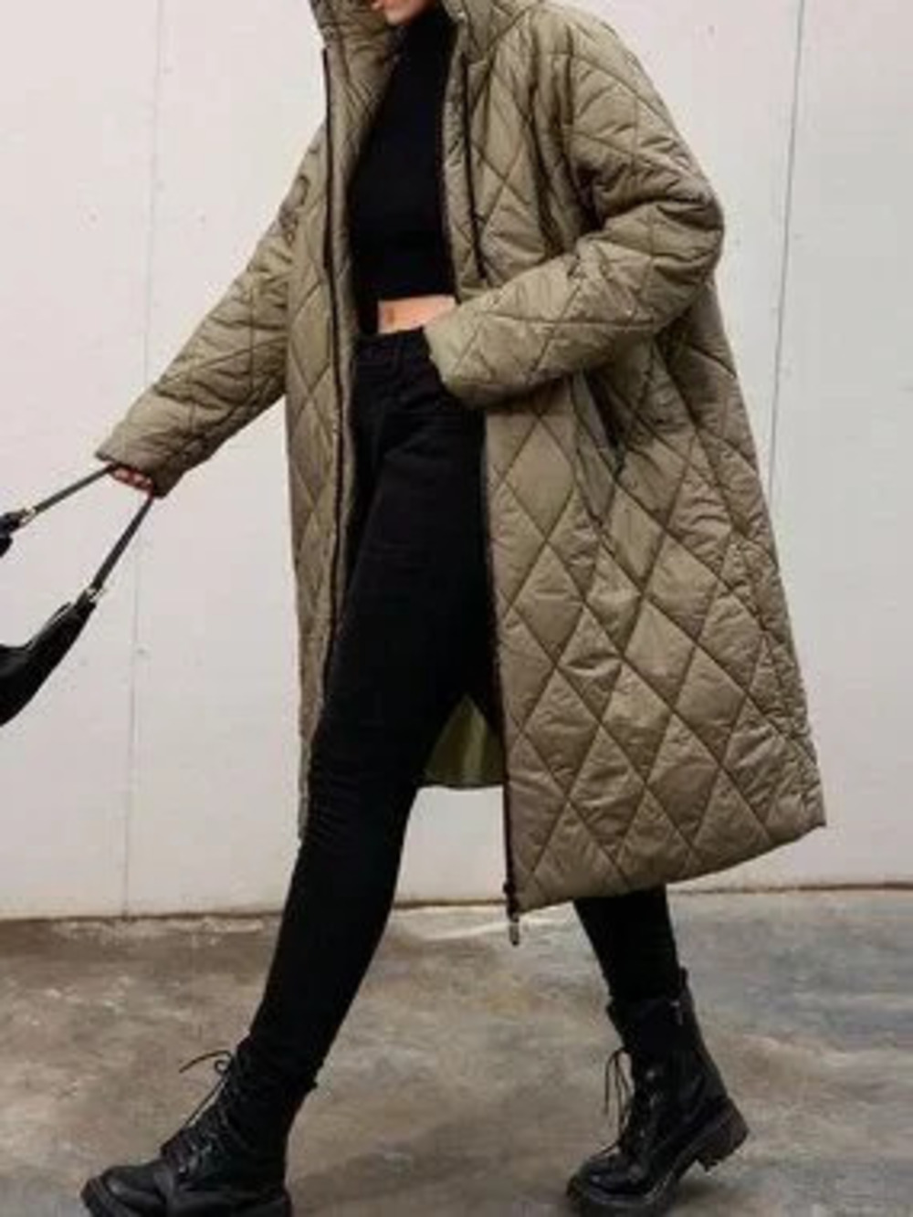 Army Green Casual Women's Plus Size Padded Coat